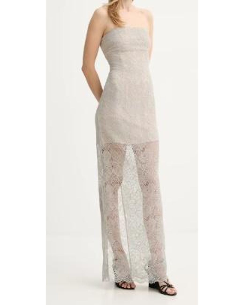 ROTATE BIRGER CHRISTENSEN Natural Lace Sheath Maxi Dress