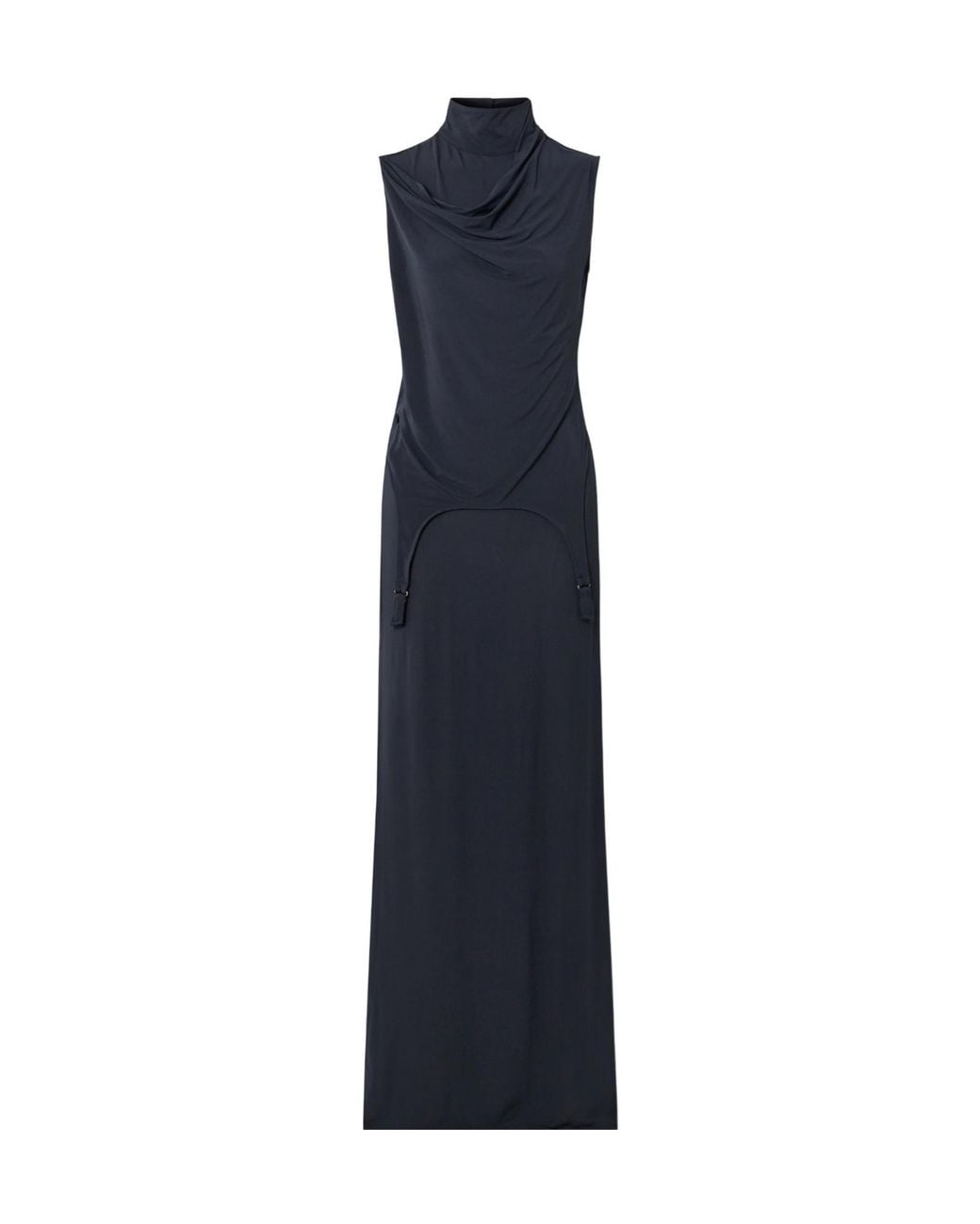 Jean Paul Gaultier Blue Draped Stretch-Jersey Maxi Dress