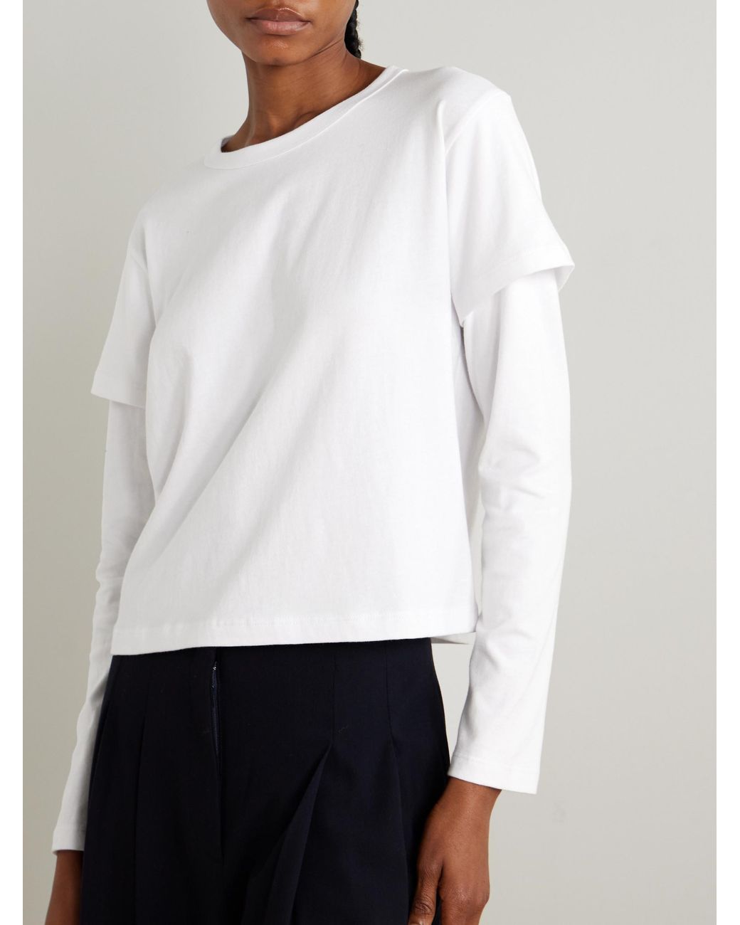 Leset White Margo Layered Cotton-Jersey T-Shirt