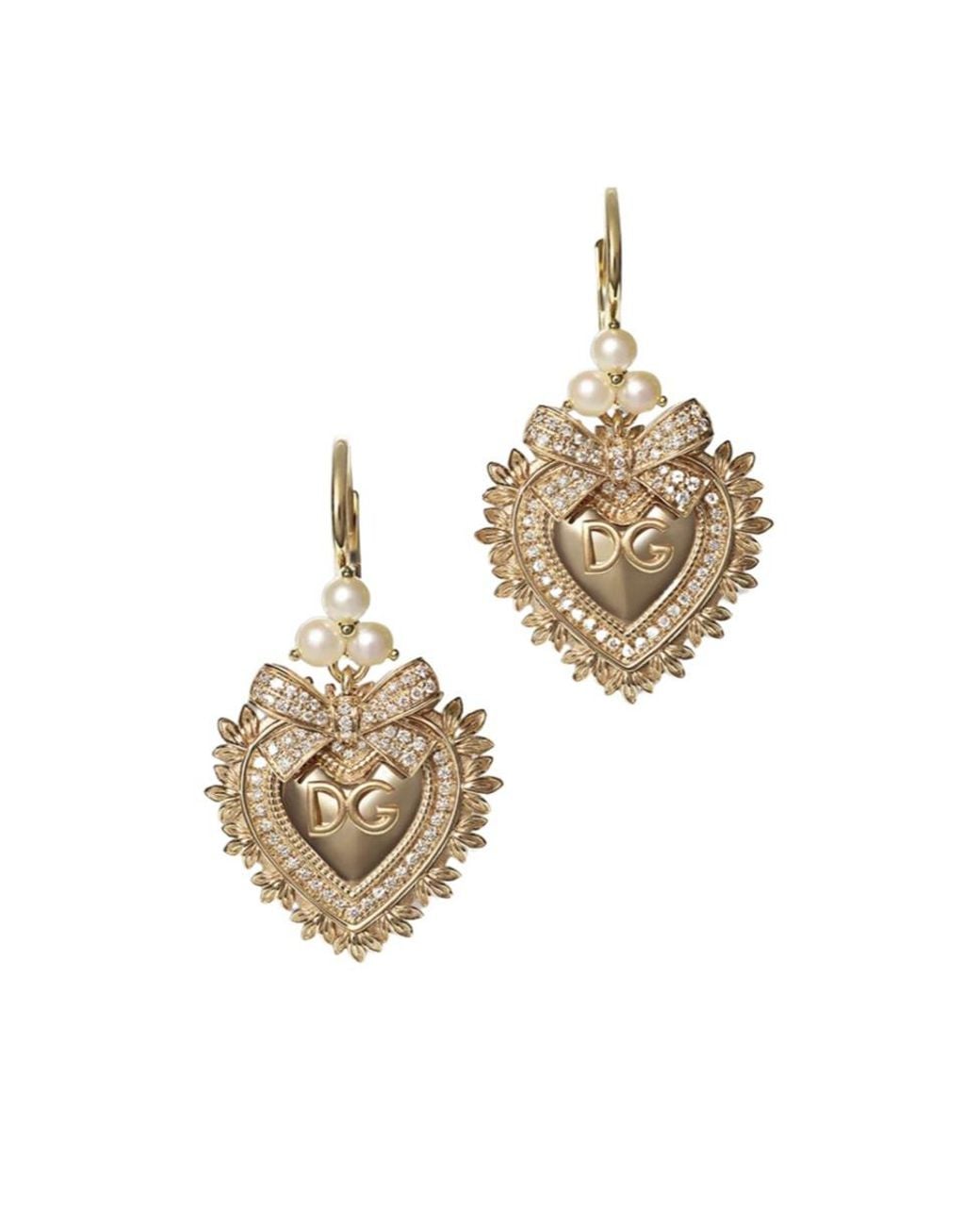 Dolce & Gabbana Metallic 18Kt Diamond Devotion Earrings
