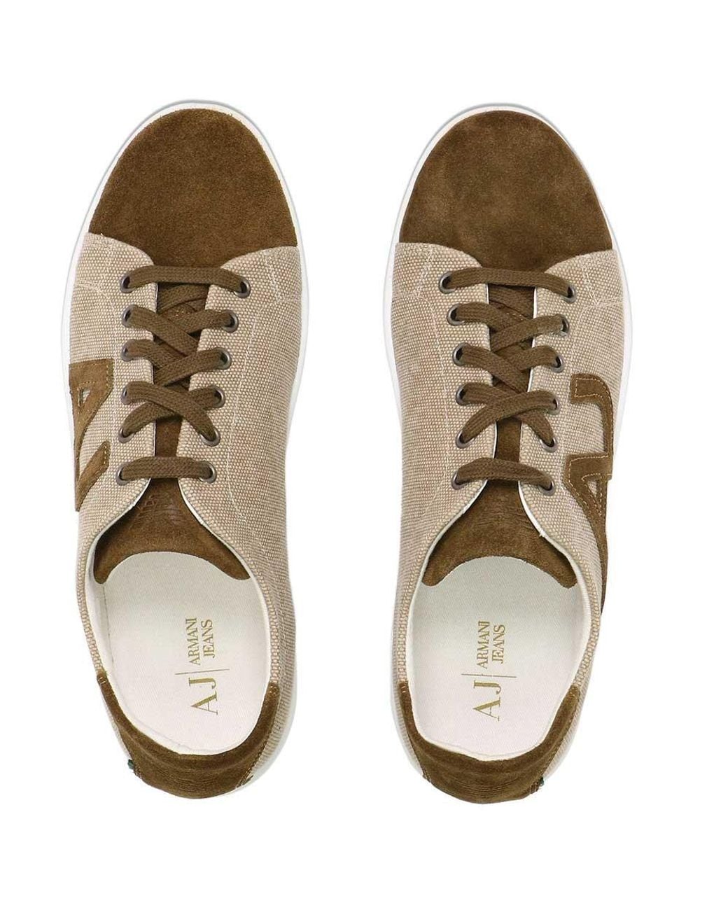 Armani Jeans Brown Logo Low-Top Leisure Sneakers for men