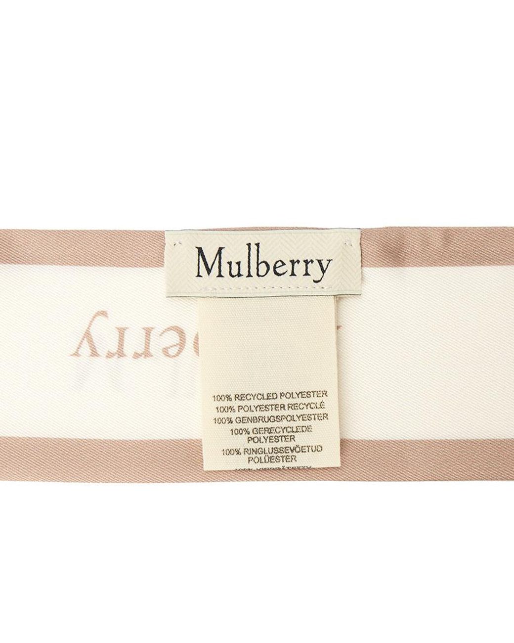 Mulberry Natural Logo-Border Skinny Scarf