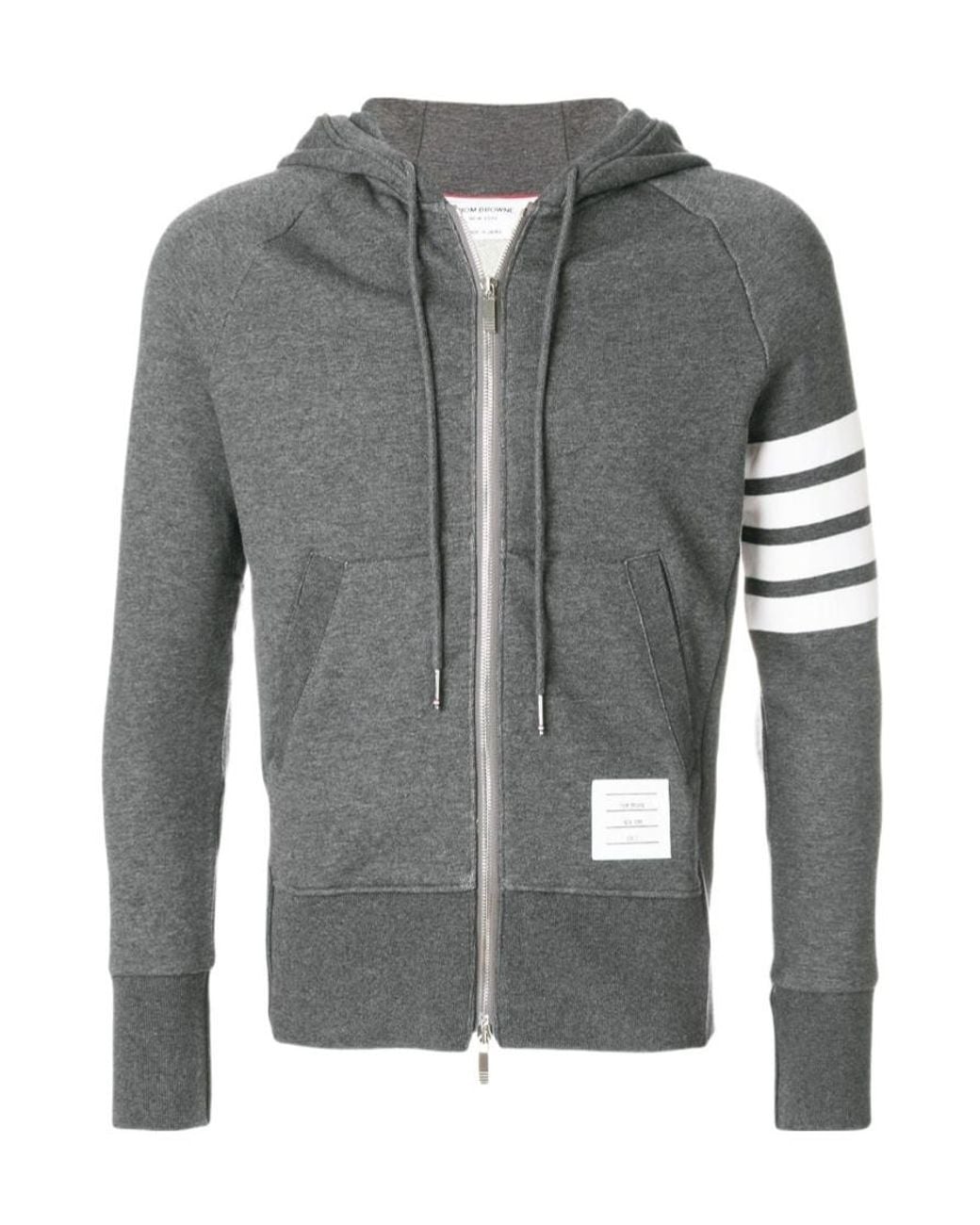 Thom Browne Gray Classic Loopback 4-Bar Zip Hoodie for men
