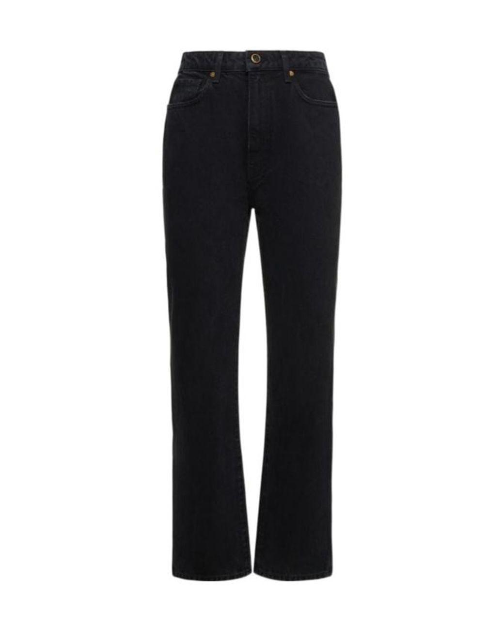 Khaite Black High-Waisted Straight Jeans