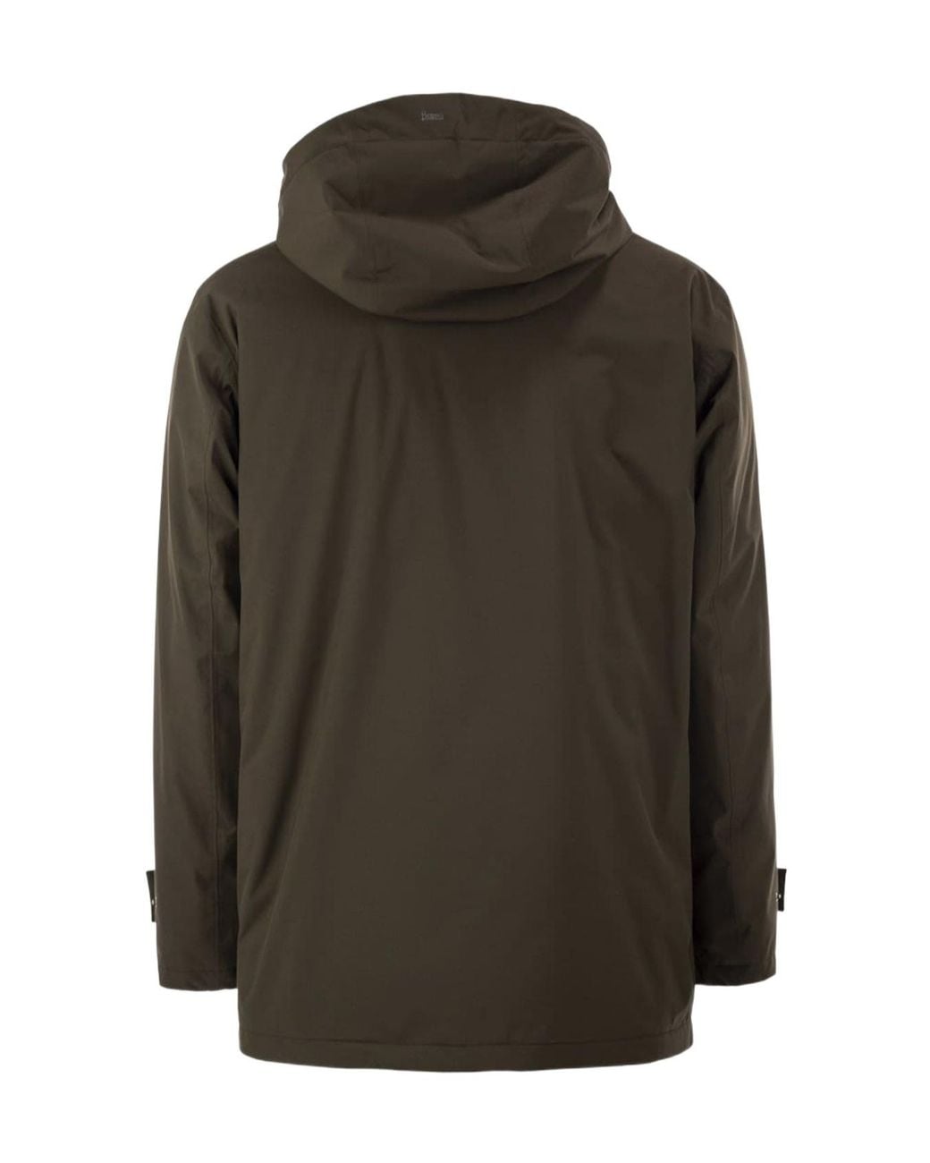 Herno Green Hooded Concelaed-Fastening Parka for men