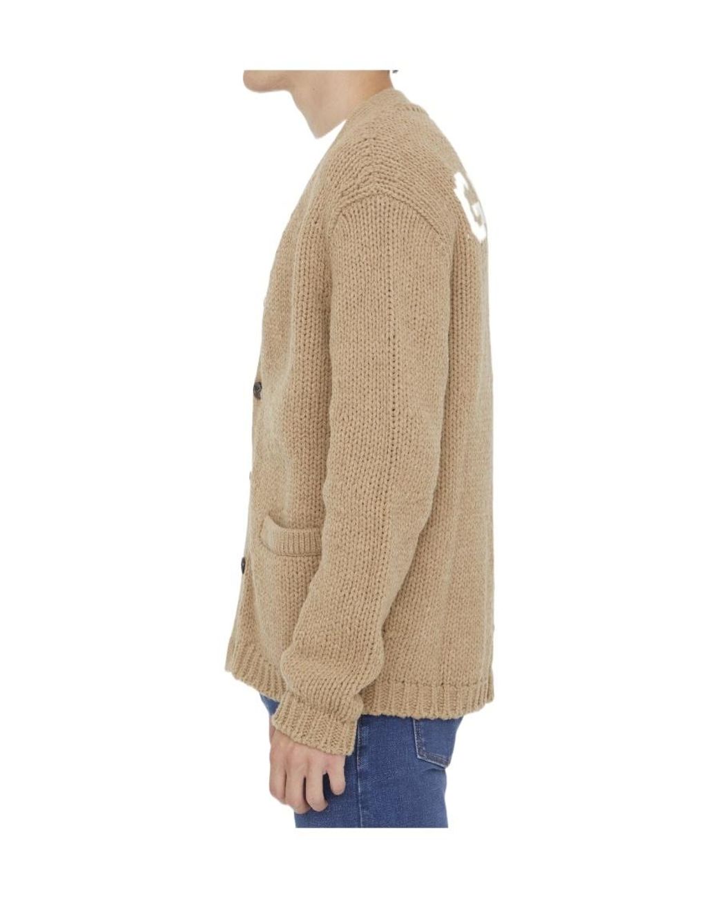 Gucci Brown V-Neck Long-Sleeved Cardigan for men