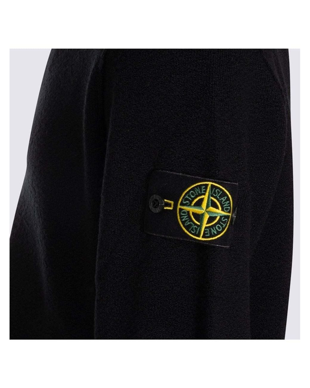 Stone Island Black Logo Patch Zipped Sweatshirt for men