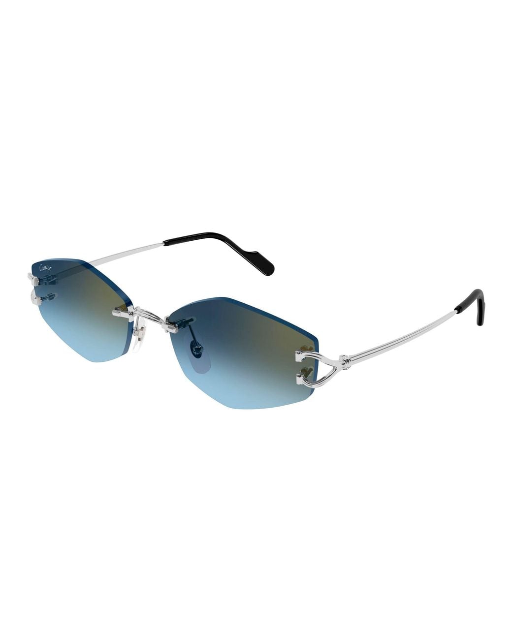 Cartier Blue Geometric Frame Sunglasses for men