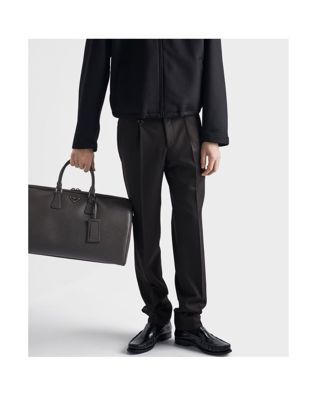 Prada Black Pleated Tailored Trousers for men
