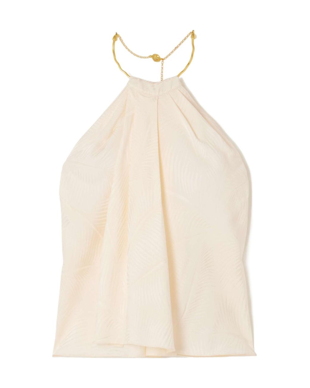 Johanna Ortiz Natural Jacquard Halterneck Top
