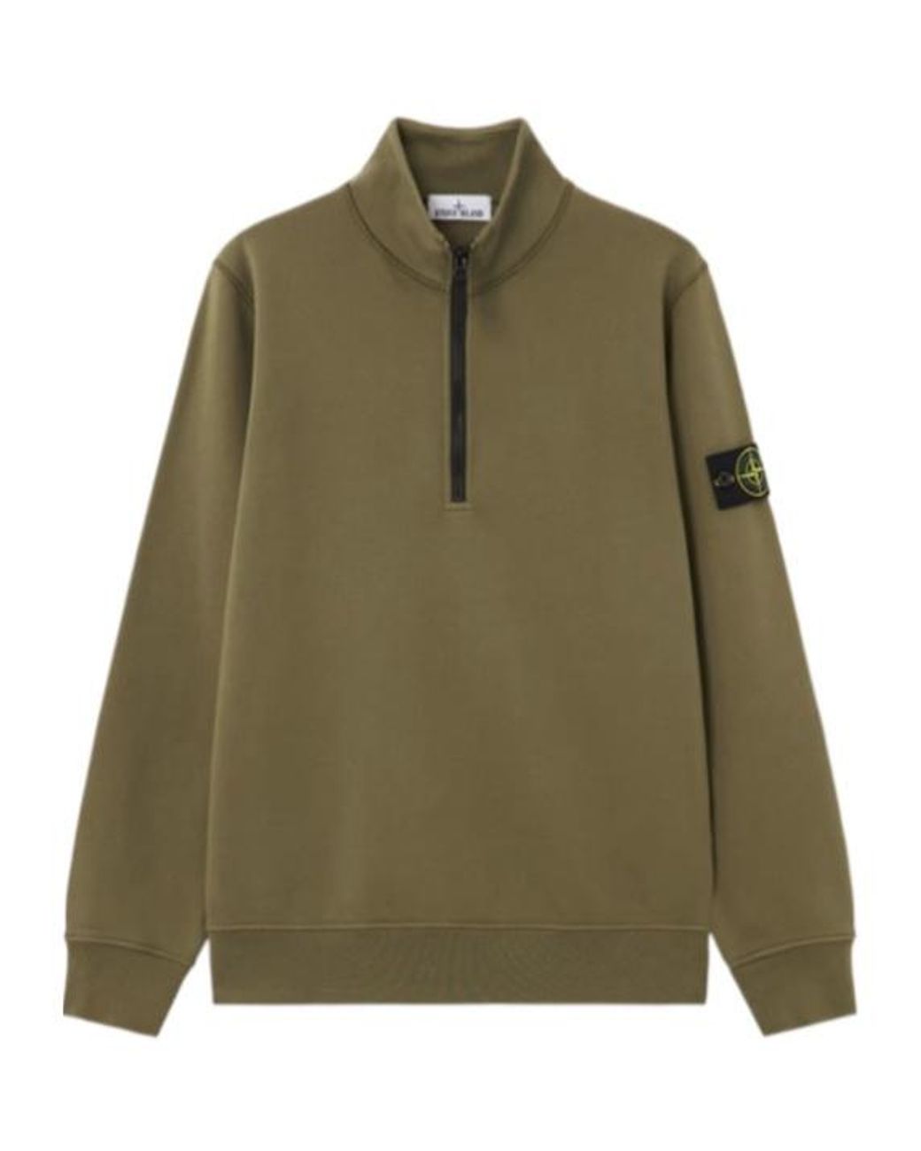 Stone Island Green Half-Zip Logo Sweatshirt for men