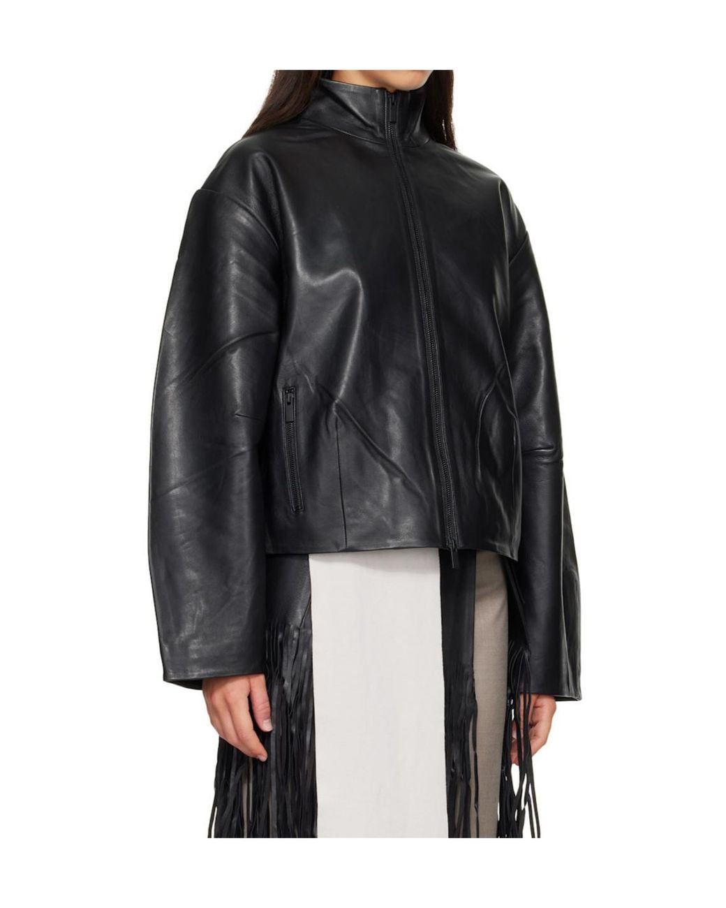St. Agni Black Cocoon Leather Jacket
