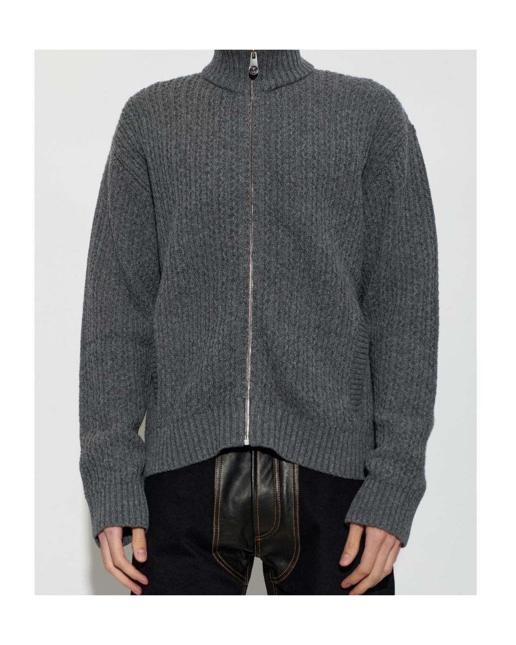 Versace Gray High-Neck Cardigan for men