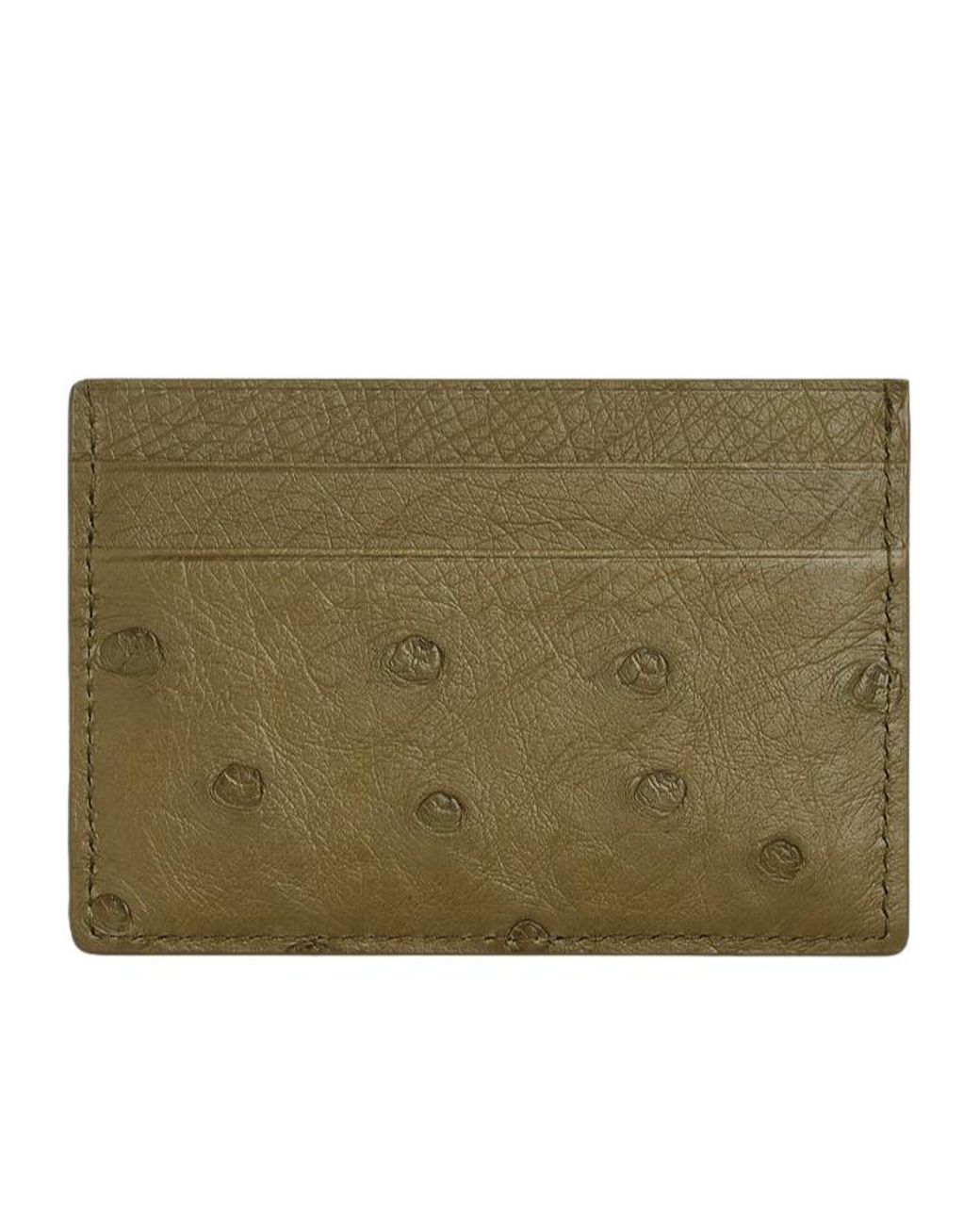 Bottega Veneta Green Ostrich Credit Card Case for men