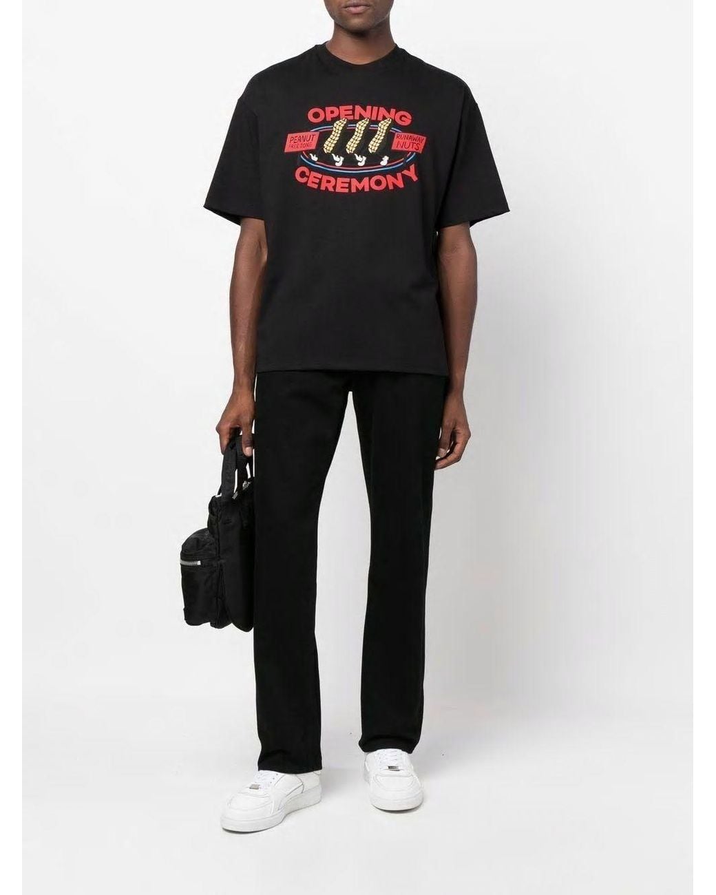 Opening Ceremony Black Peanuts Logo Printed T-Shirt for men