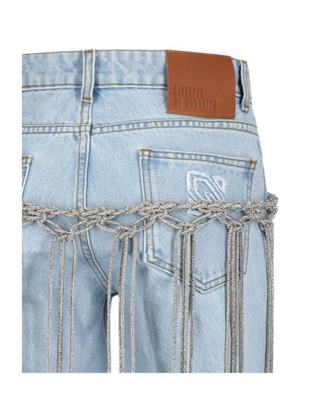 GIUSEPPE DI MORABITO Blue Detachable-Belt Cropped Jeans