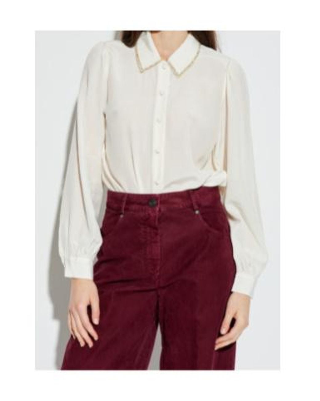 FRAME White Bead-Embellished Silk Shirt