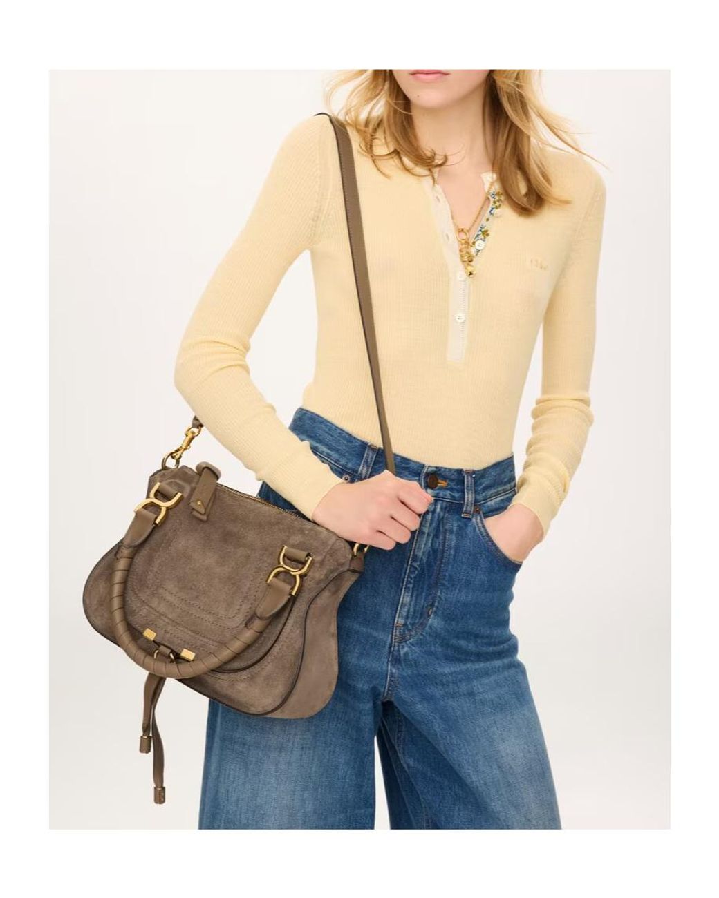Chloé Brown Chloé Marcie Small Suede Shoulder Bag