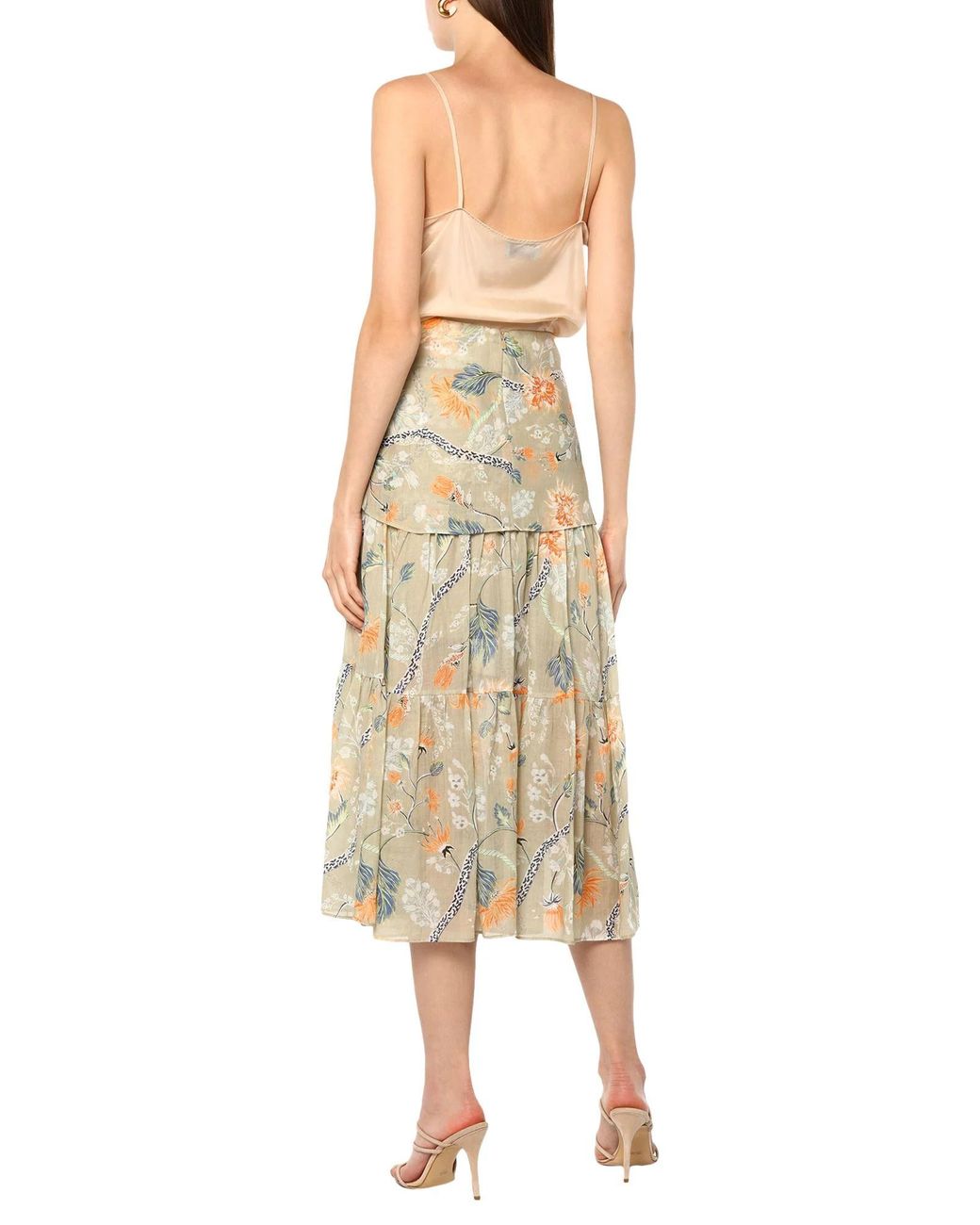 Chloé Natural Printed Midi Skirt