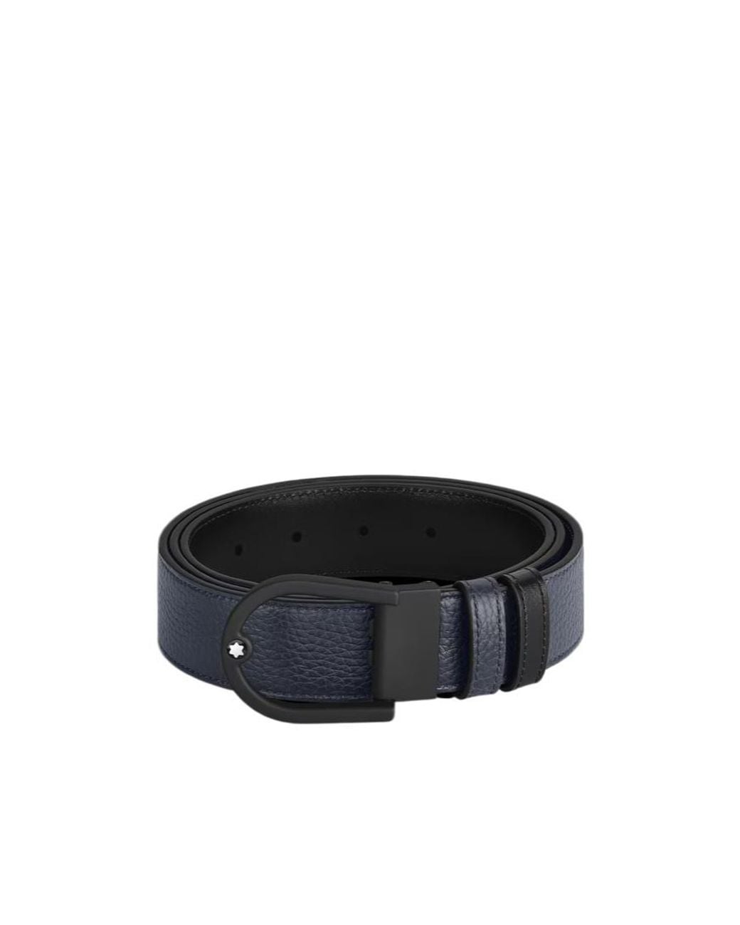Montblanc Black Horseshoe Light Buckle Midnight/ 35 Mm Reversible Leather Belt for men