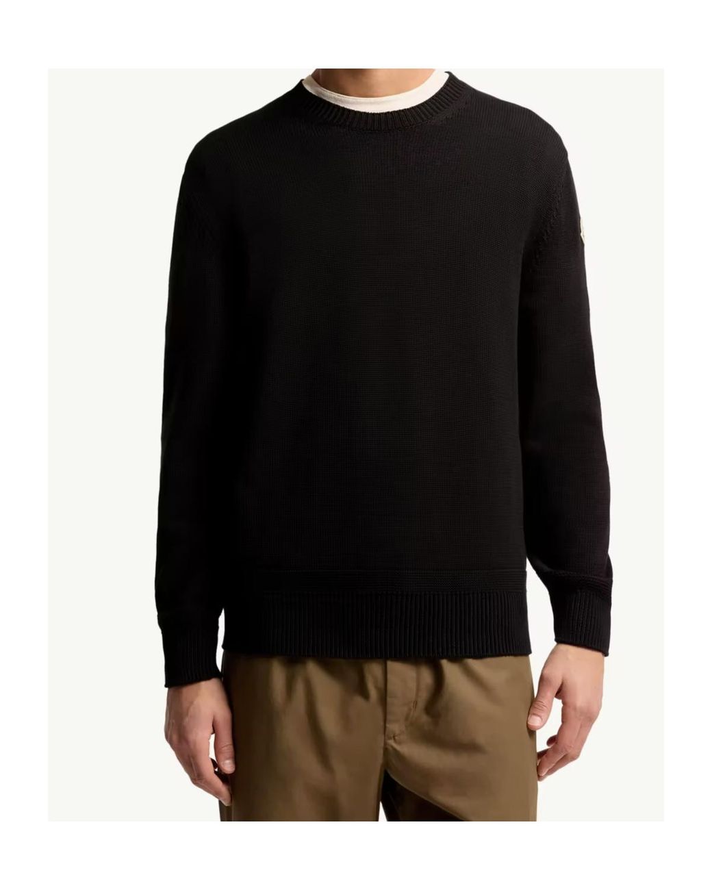 Moncler Black Logo Patch Crewneck Jumper for men