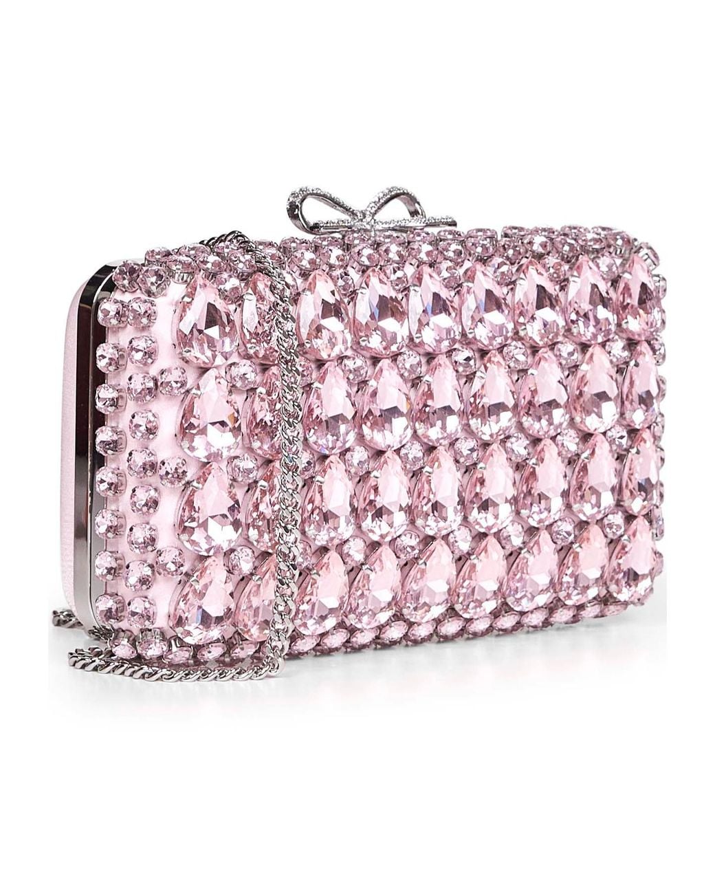 Self-Portrait Pink Bow Embellished Clutch Bag