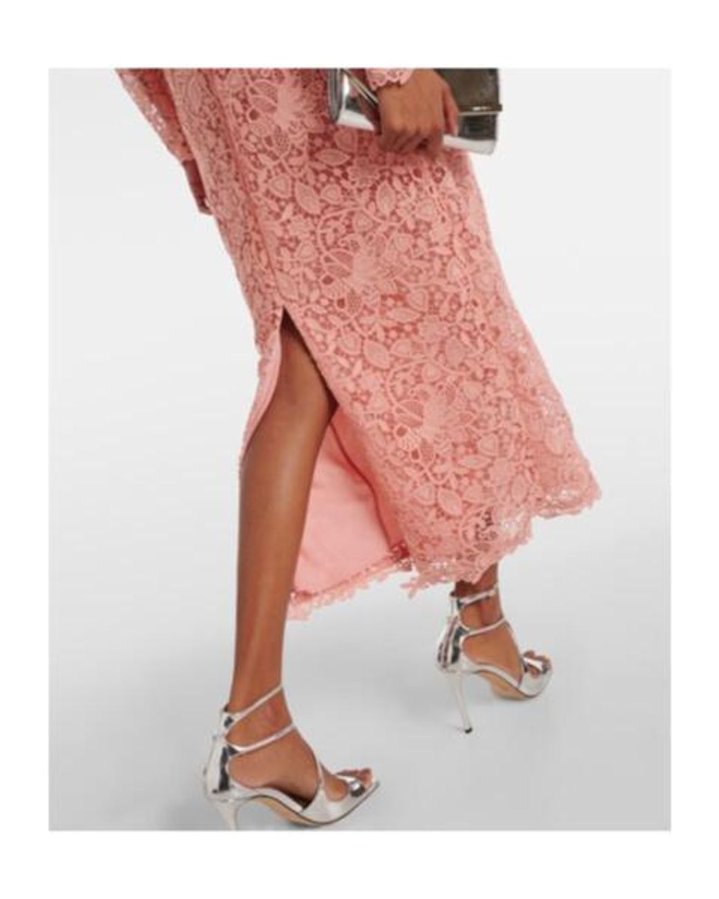 Carolina Herrera Pink Lace Midi Dress
