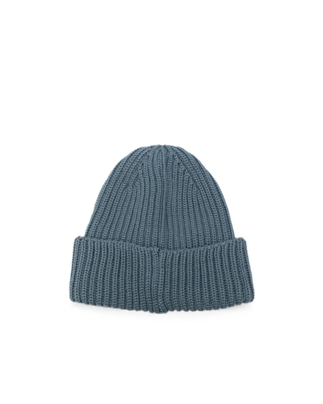 C P Company Blue Ribbed Knit Goggles Hat for men