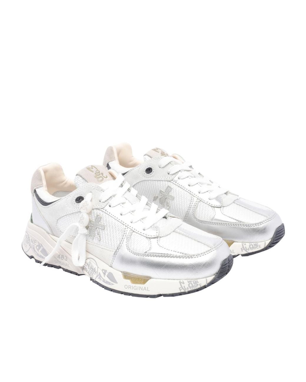 Premiata White Lace-Up Low-Cut Casual Shoes