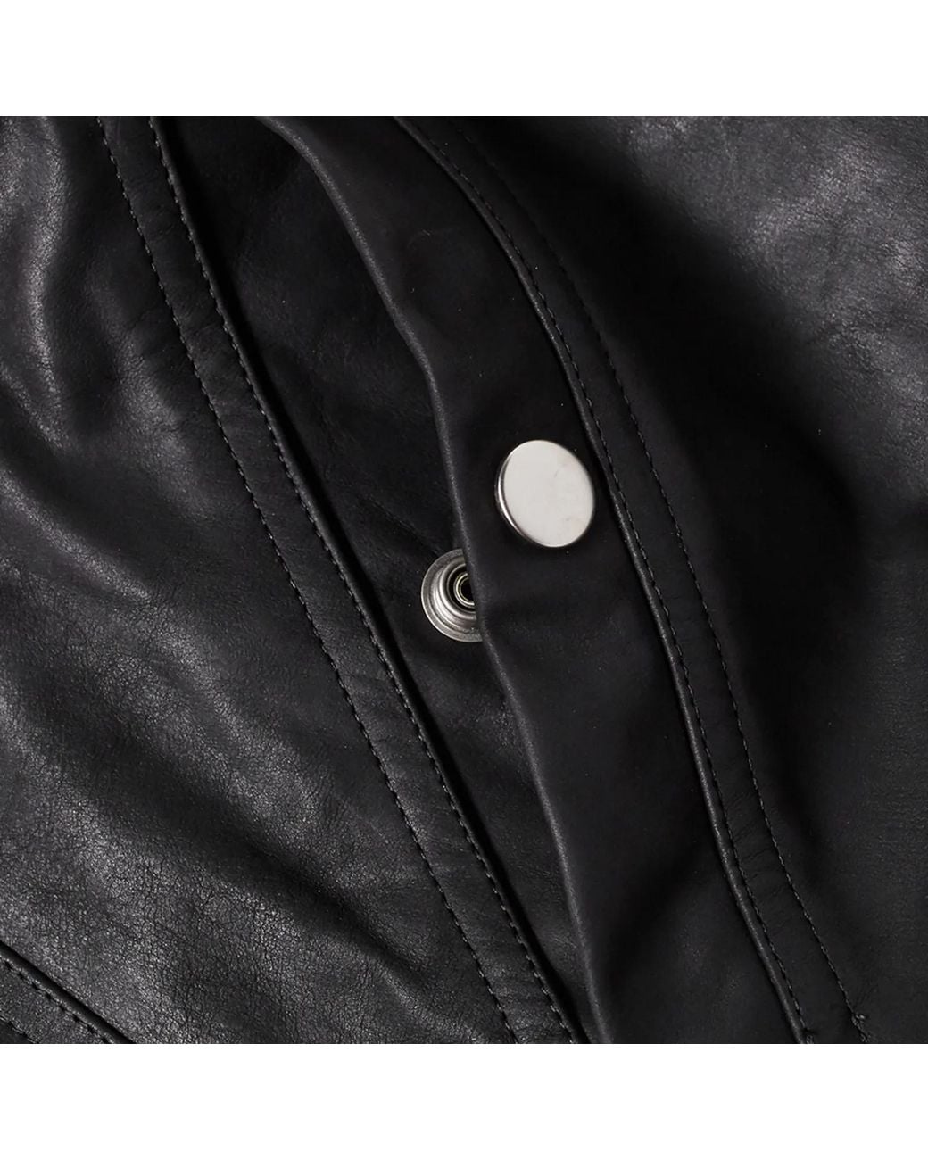 Rick Owens Black Long-Sleeved Leather Jacket for men