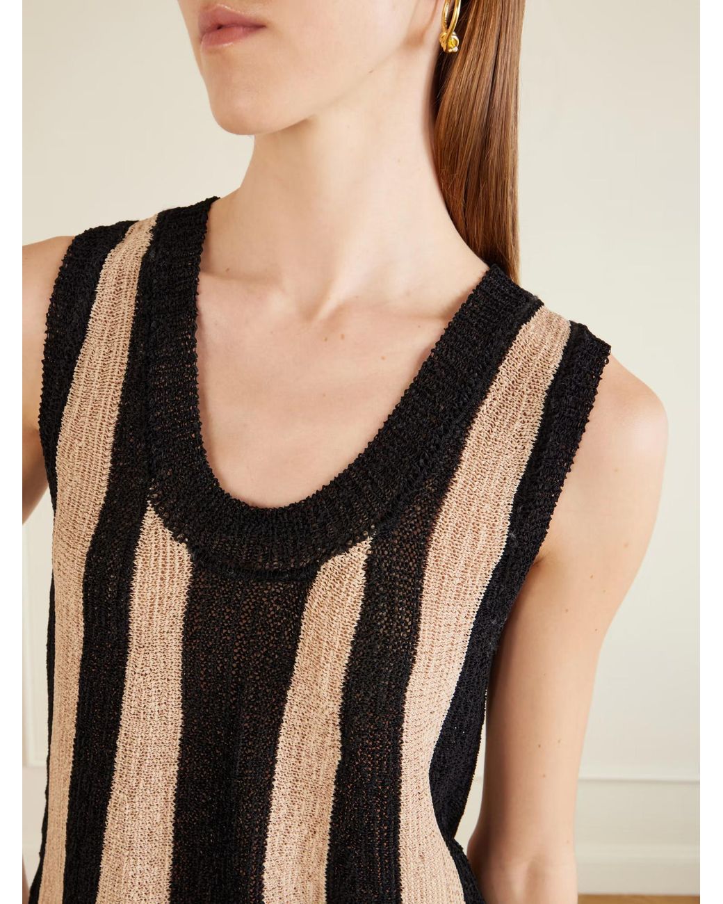 Dries Van Noten Black Toast Striped Knit Sweater