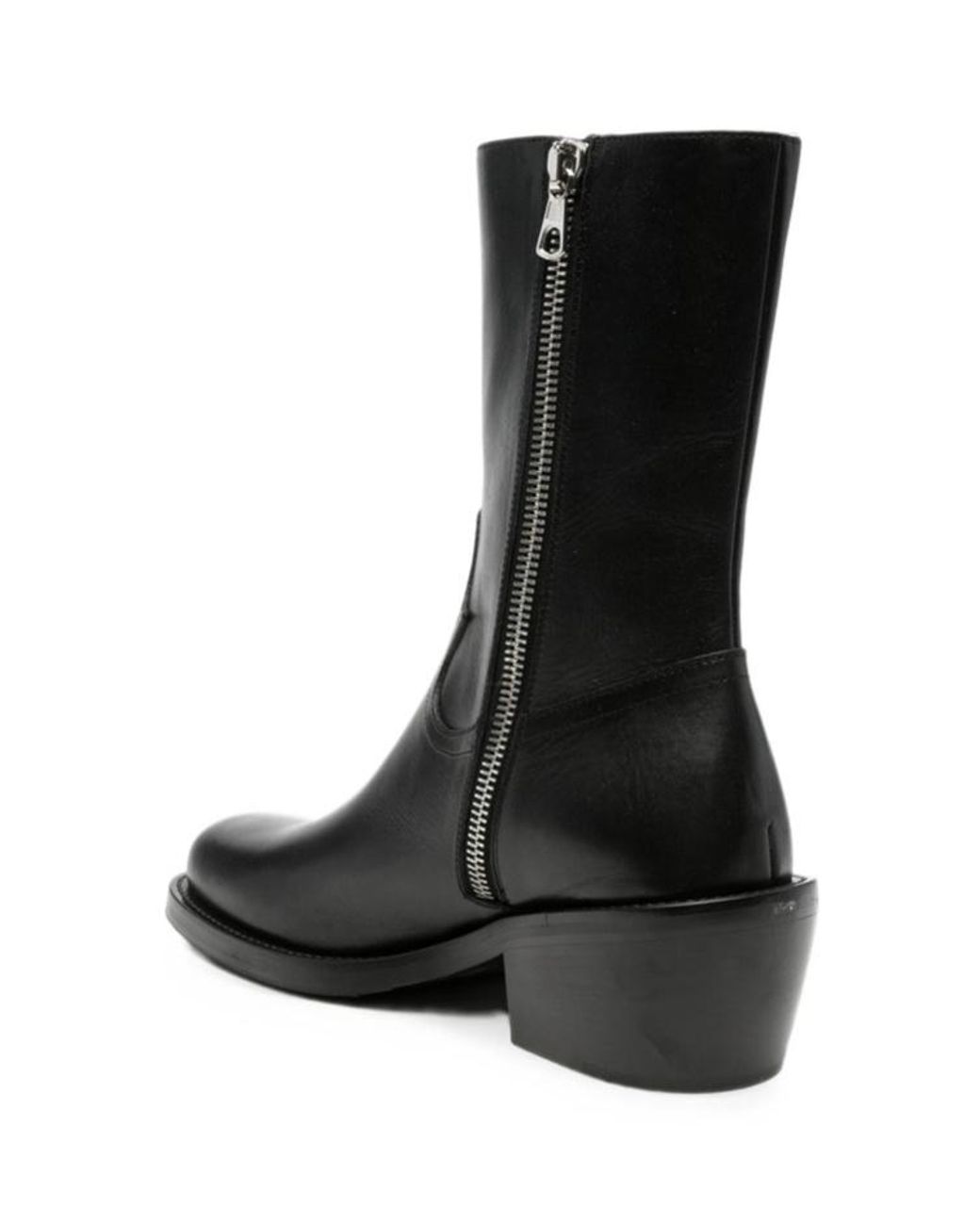 Dries Van Noten Black Round-Toe Short Boots for men