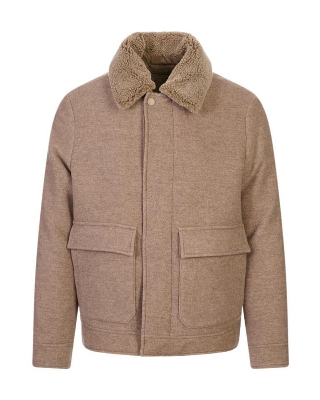 Canali Brown Shearling-Collar Jacket for men