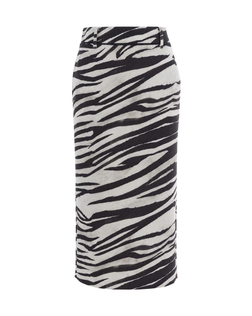 Patrizia Pepe White Zebra-Print Pencil Midi Skirt