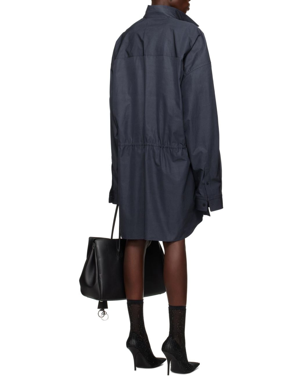 Balenciaga Blue Cotton Mini Shirt Dress