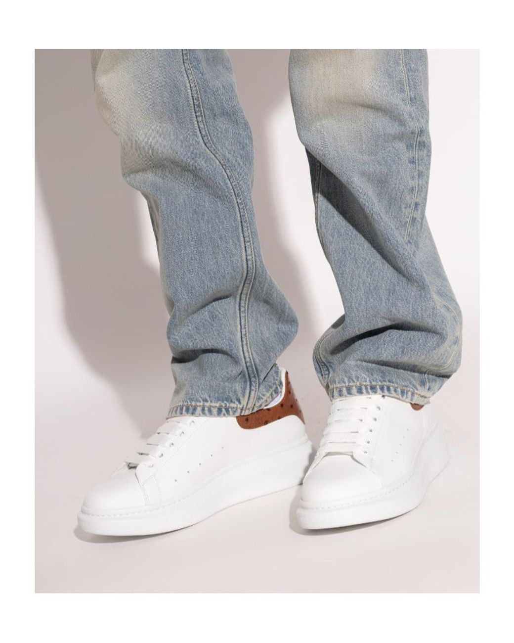 McQueen White Logo Heel Low-Top Sneakers for men