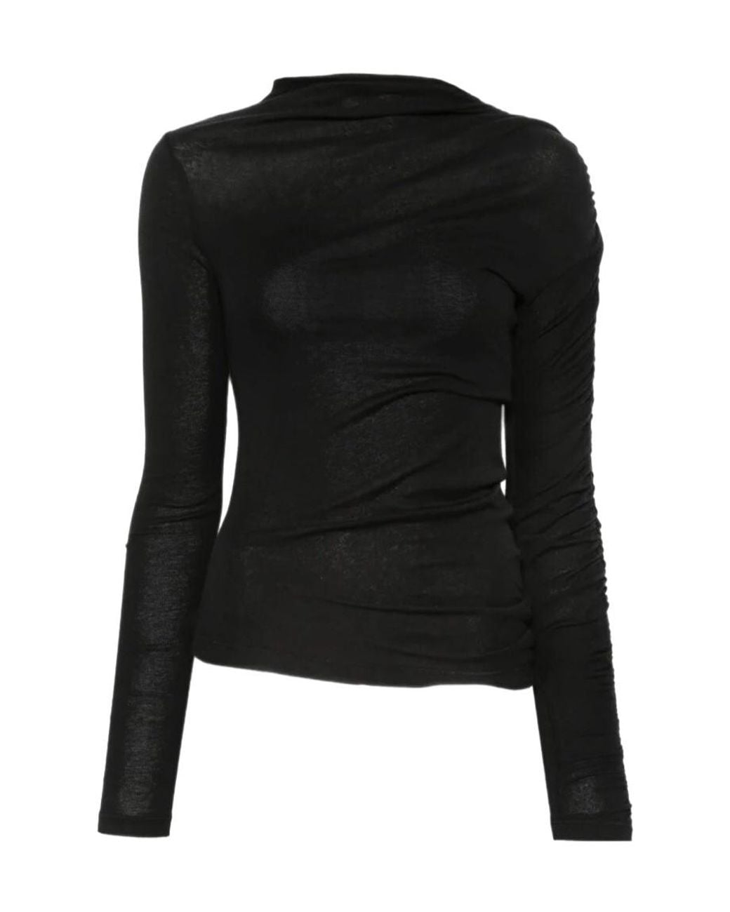 Pinko Black Ruched Asymmetric Top