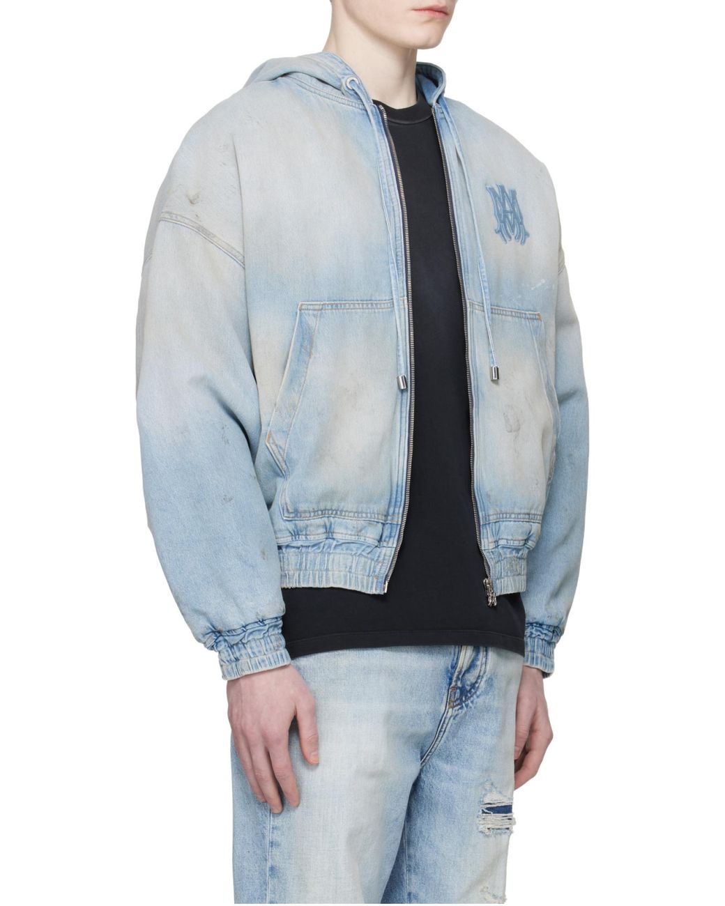 Amiri Blue Logo Patch Zip-Up Jacket for men