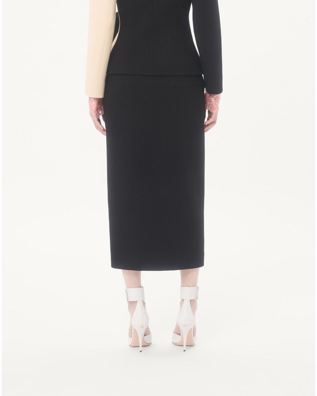 Valentino Black Side Slit Midi Skirt