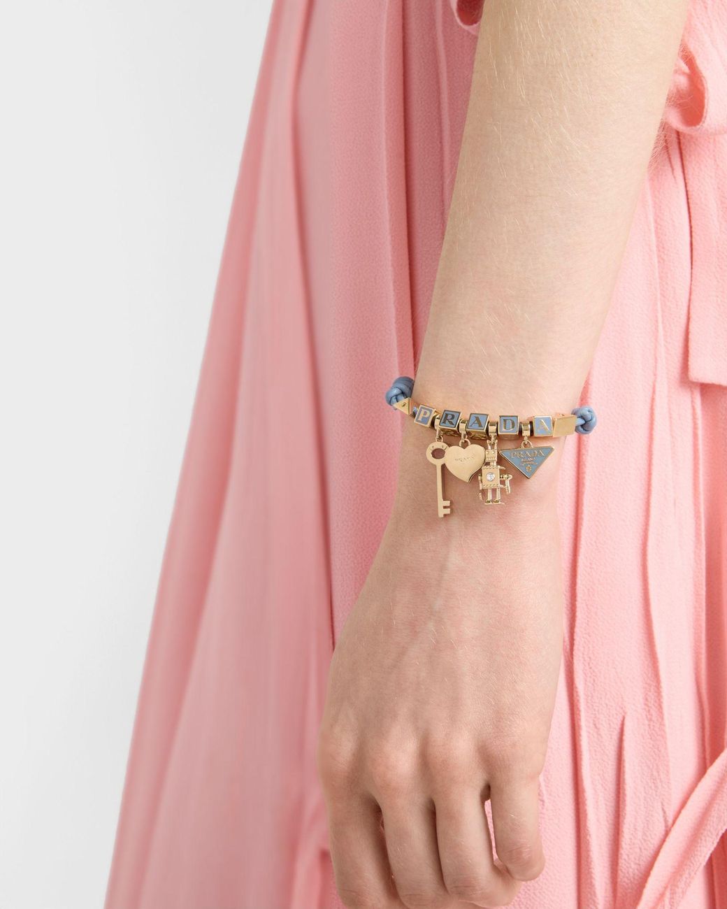 Prada White Nappa Leather And Metal Bracelet