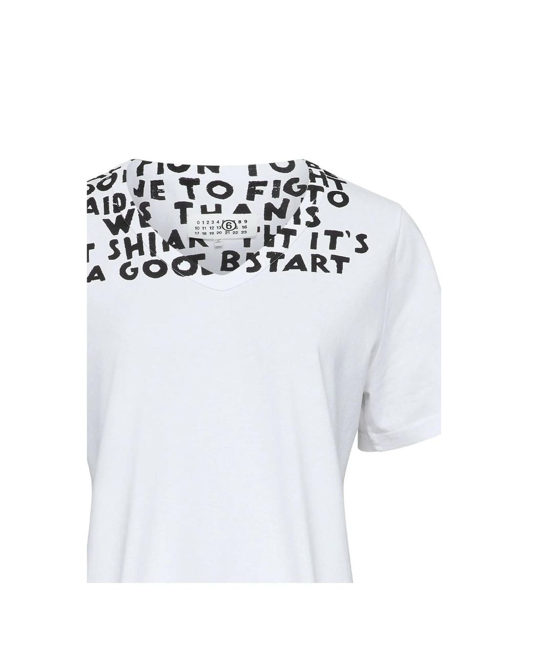 MM6 by Maison Margiela V-Neck Sida T-Shirt in White | Lyst