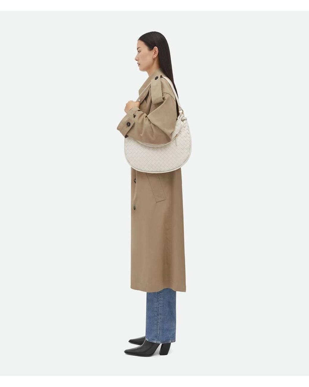 Bottega Veneta White Woven Pattern Shoulder Bag