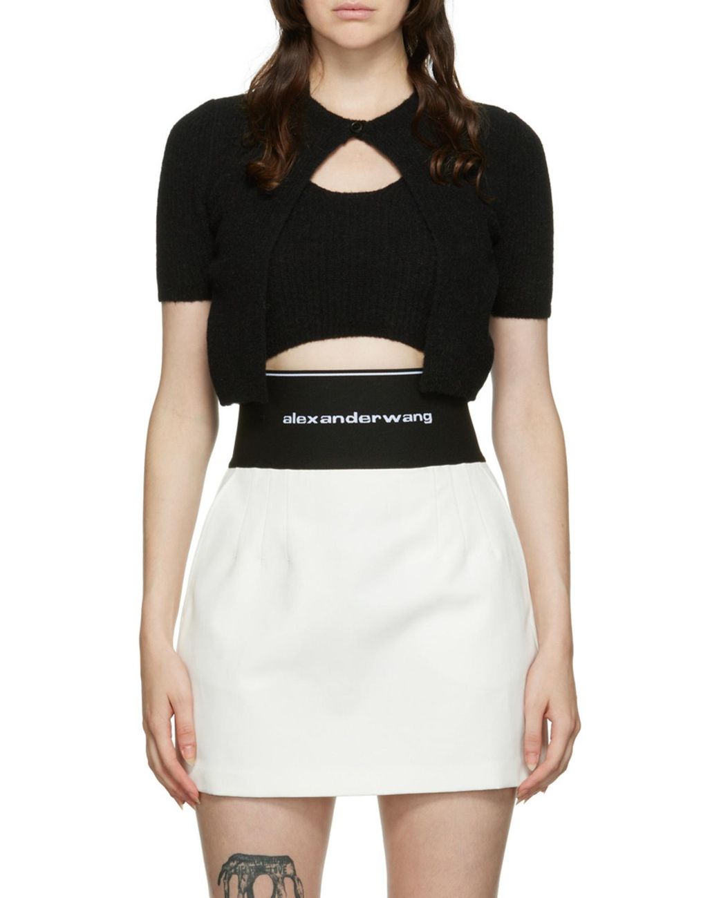 Alexander Wang Black T By Short-Sleeved Twinset Cardigan