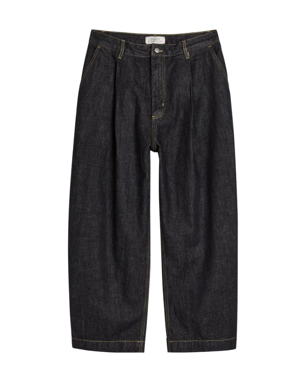 Studio Nicholson Black Mid-Rise Cotton Wide-Leg Jeans for men
