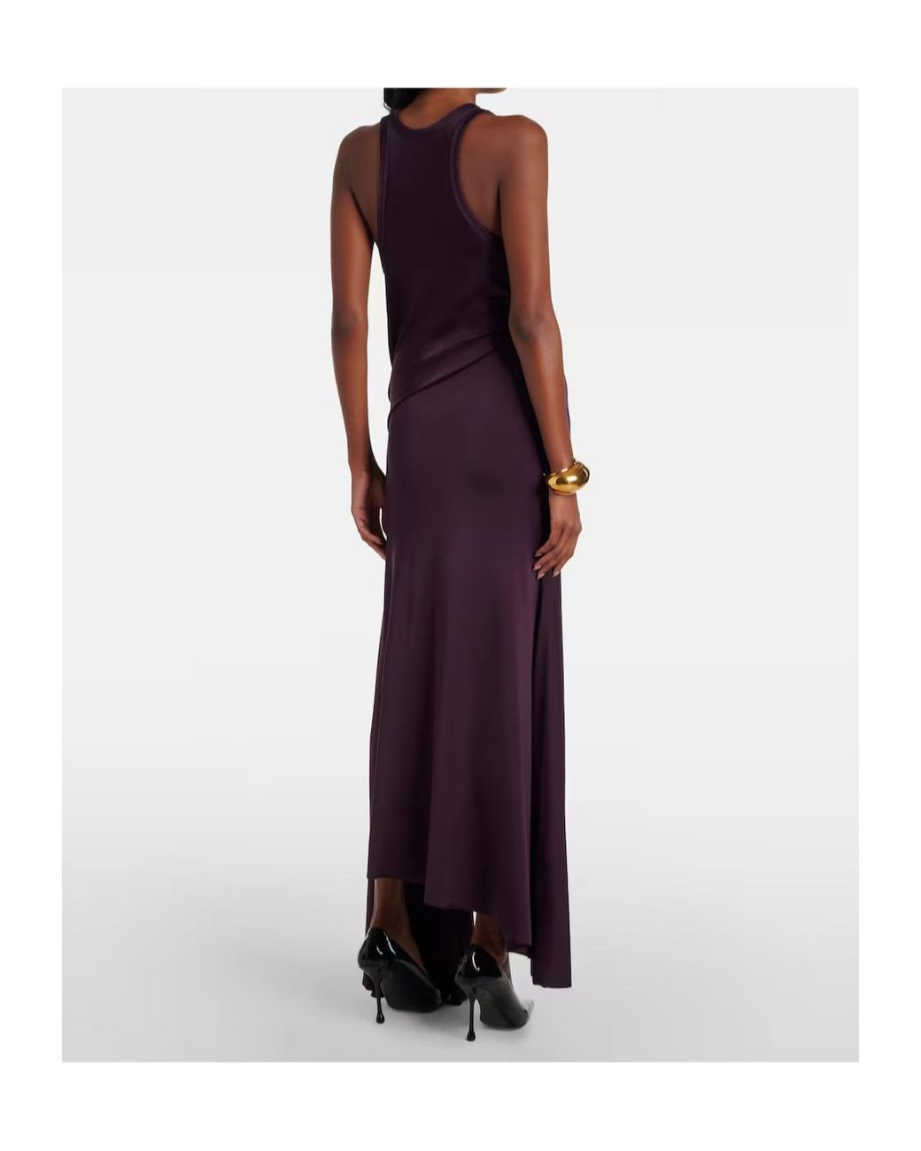 Victoria Beckham Purple Cutout Draped Jersey Midi Dress
