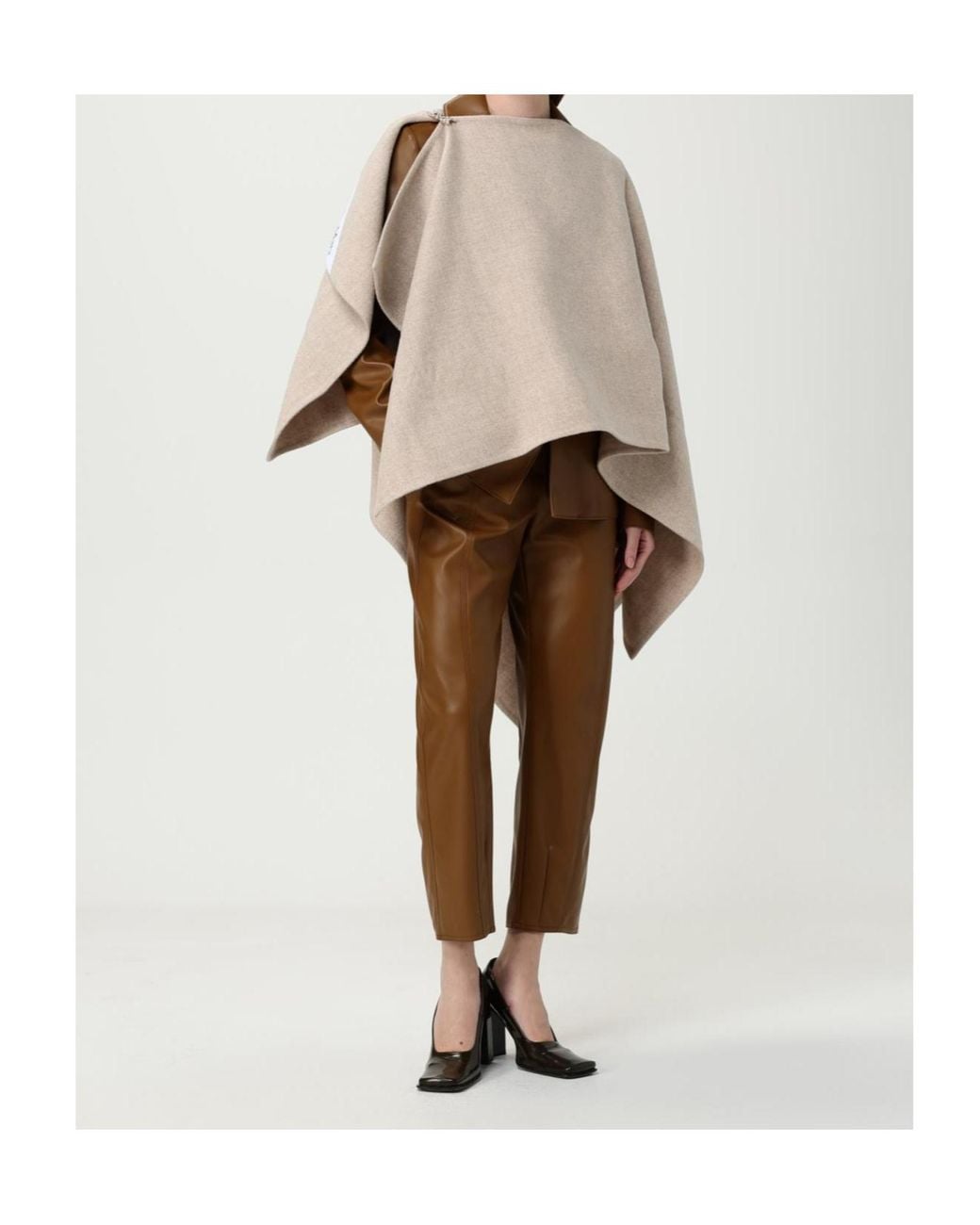 Max Mara Natural Serra Logo Patch Cape