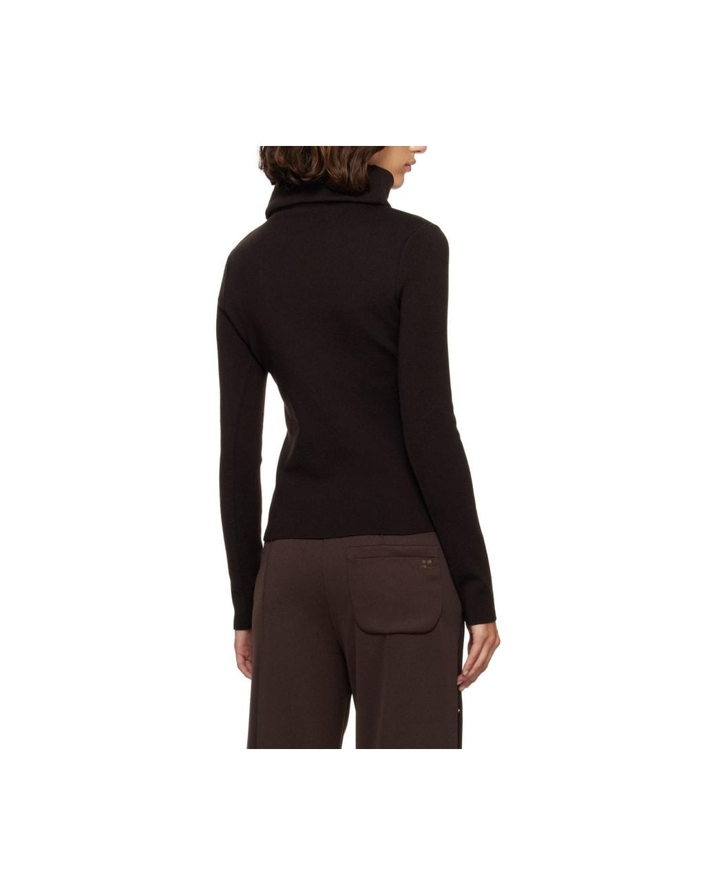 Courreges Black Logo-Embroidered Roll-Neck Sweater