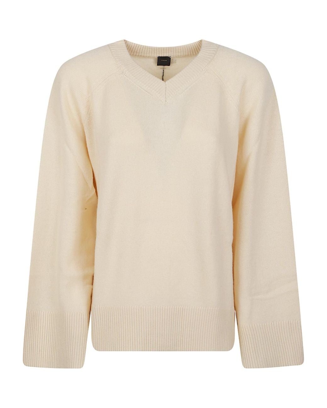 Pinko Natural Long-Sleeved V-Neck Jumper