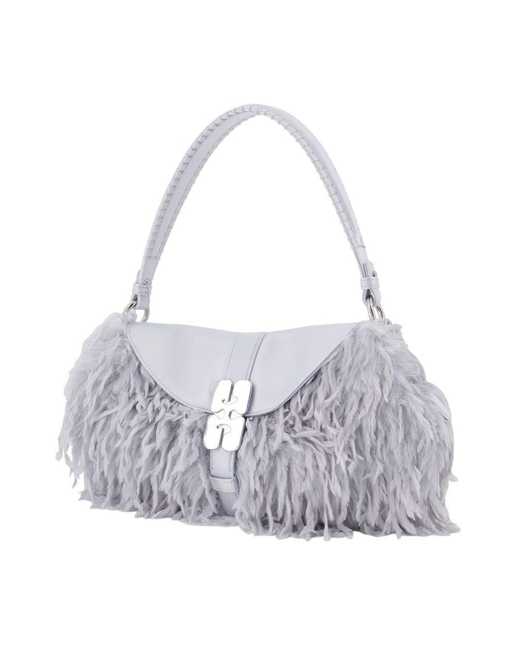Ganni Gray Logo Shoulder Bag