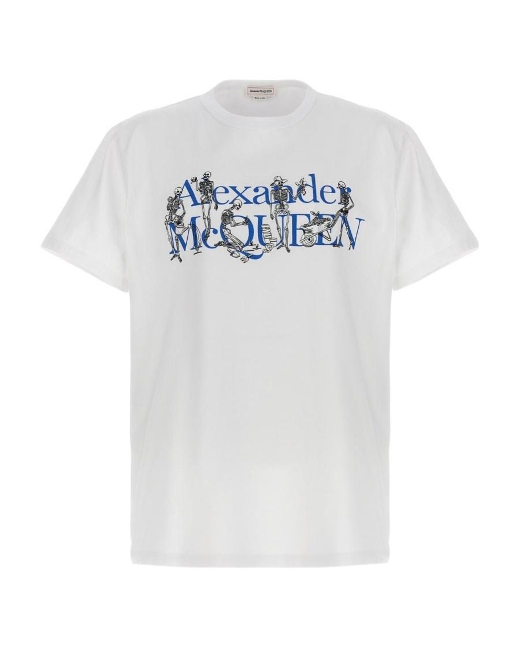 McQueen White Logo Printed Crewneck T Shirt for men